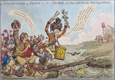 Preliminaries of Peace, or John Bull and his Little Friends Marching to Paris, published by Hannah Humphrey in 1801 by James Gillray
